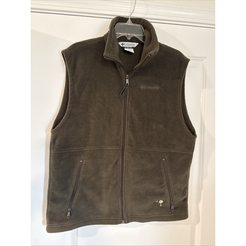 COLUMBIA Mens MEDIUM Steens Mountain Zip Fleece Vest Carolina Palmetto Moon